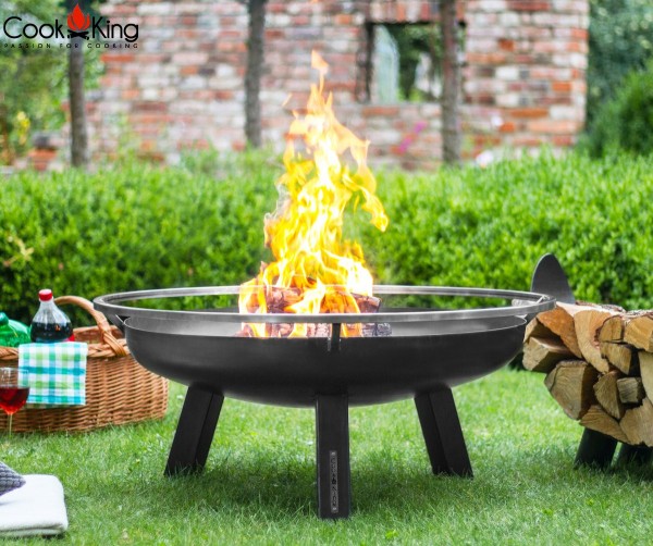 XXL Schwenkgrill mit Grillrost aus Edelstahl Ø 80cm und Feuerschale Ø 100cm