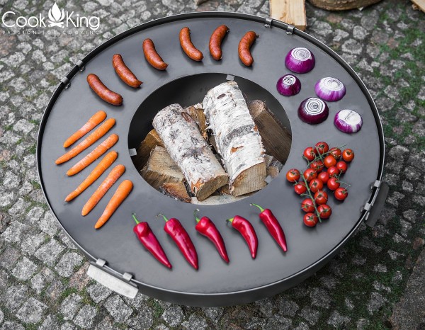 Hochwertige Gartengrill Feuerschale Ø 85cm mit Bratplatte und Grillrost
