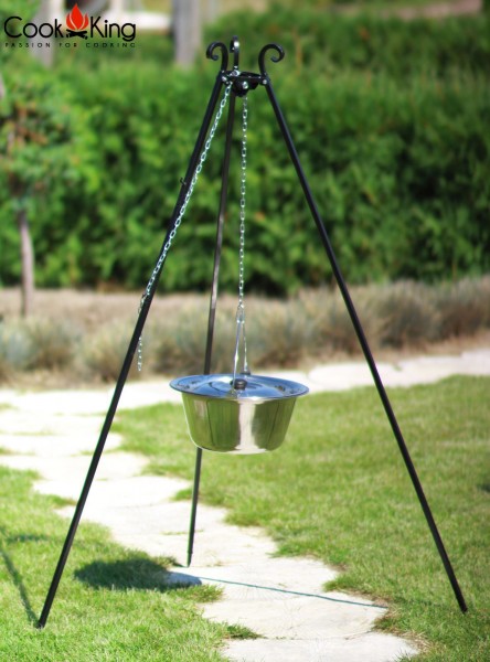 Schwenkgrill 180 cm mit Edelstahltopf 10L und Feuerschale Ø 70cm