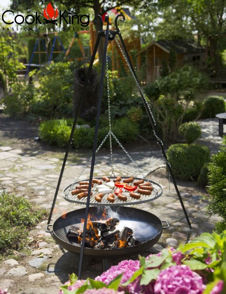 Schwenkgrill 180 cm - Grillrost aus Edelstahl Ø 60cm und Feuerschale Ø 70cm
