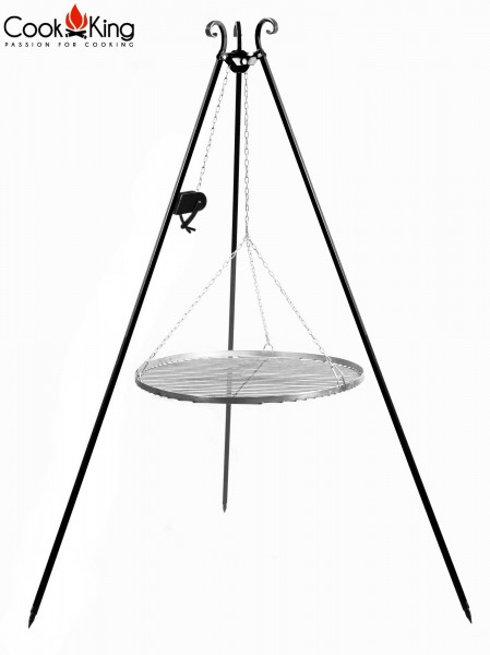 Schwenkgrill 180 cm mit Grillrost aus Edelstahl Ø 70cm und Feuerschale Ø 80cm