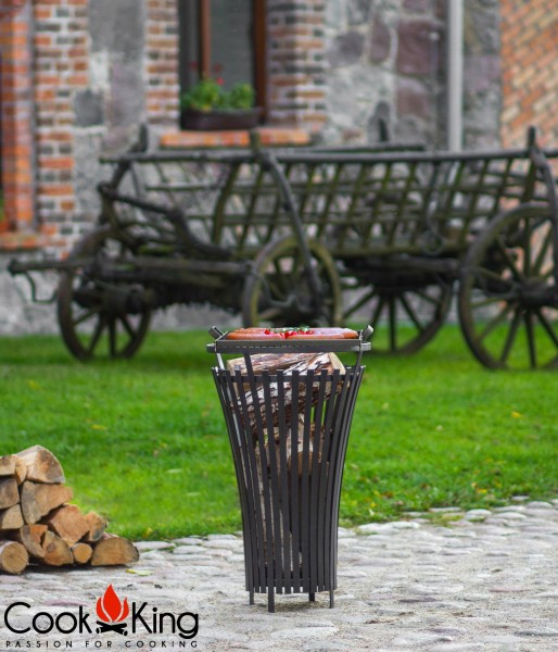 Feuerkorb FLAME inkl. 50x50cm Grillrost aus Naturstahl