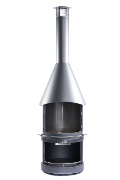 Edelstahl Grillkamin Terassengrillkamin Gartenkamin DN700 classic, hellgrau