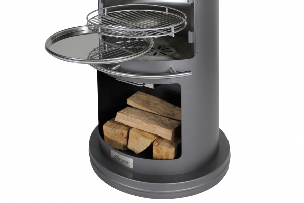 Edelstahl Grillkamin Terassengrillkamin Gartenkamin DN550 classic, schwarz