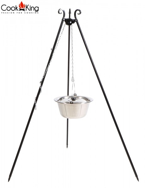 Schwenkgrill 180 cm mit Edelstahltopf 14L und Feuerschale Ø 80cm