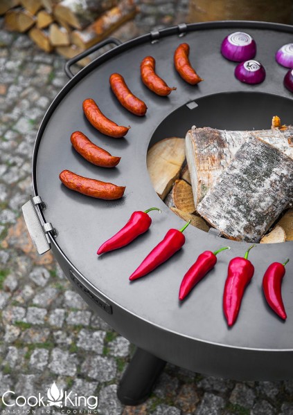 Premium Gartengrill Feuerschale Ø 85cm, Bratplatte und Grillrost